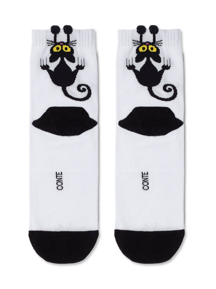 Cotton Socks Conte Classic 233 - Picot "Black cat"