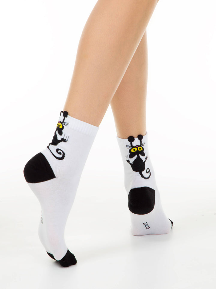 Cotton Socks Conte Classic 233 - Picot "Black cat"