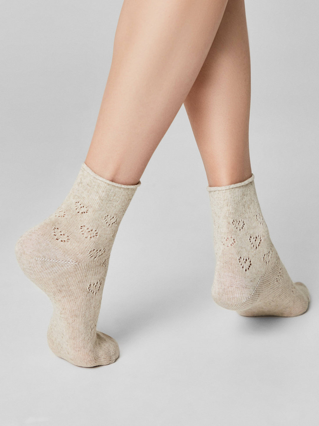 Cotton Linen Socks Conte Classic 542 - Hearts Pattern