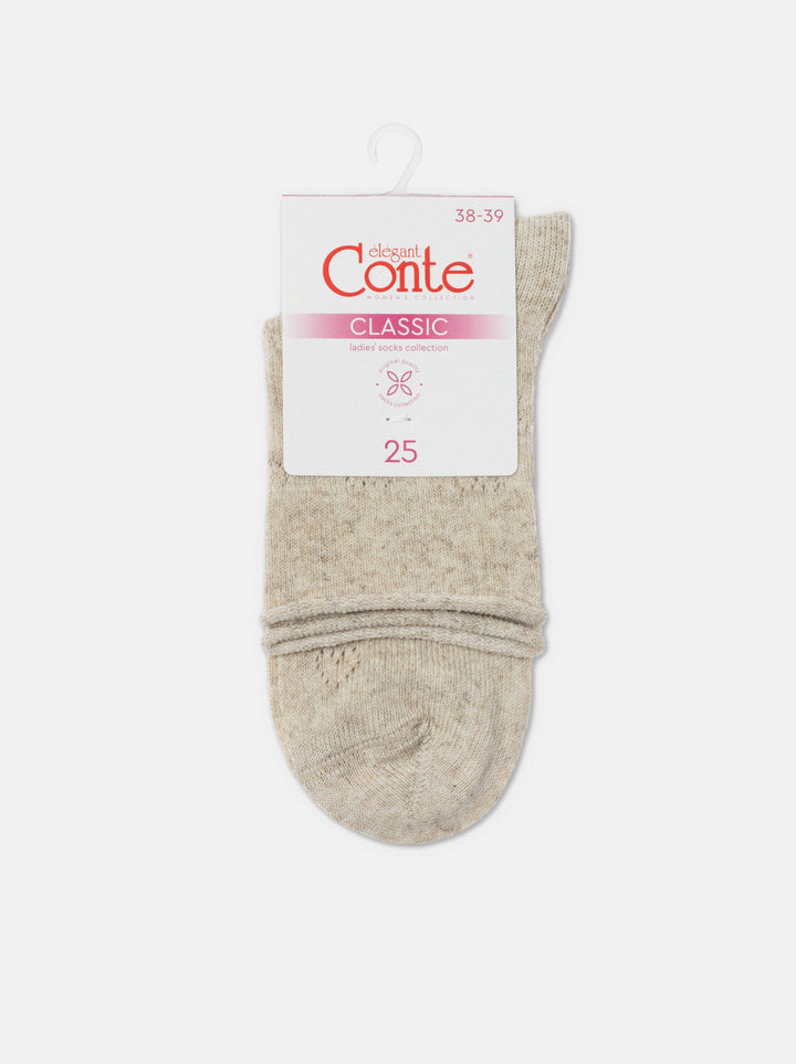 Cotton Linen Socks Conte Classic 542 - Hearts Pattern