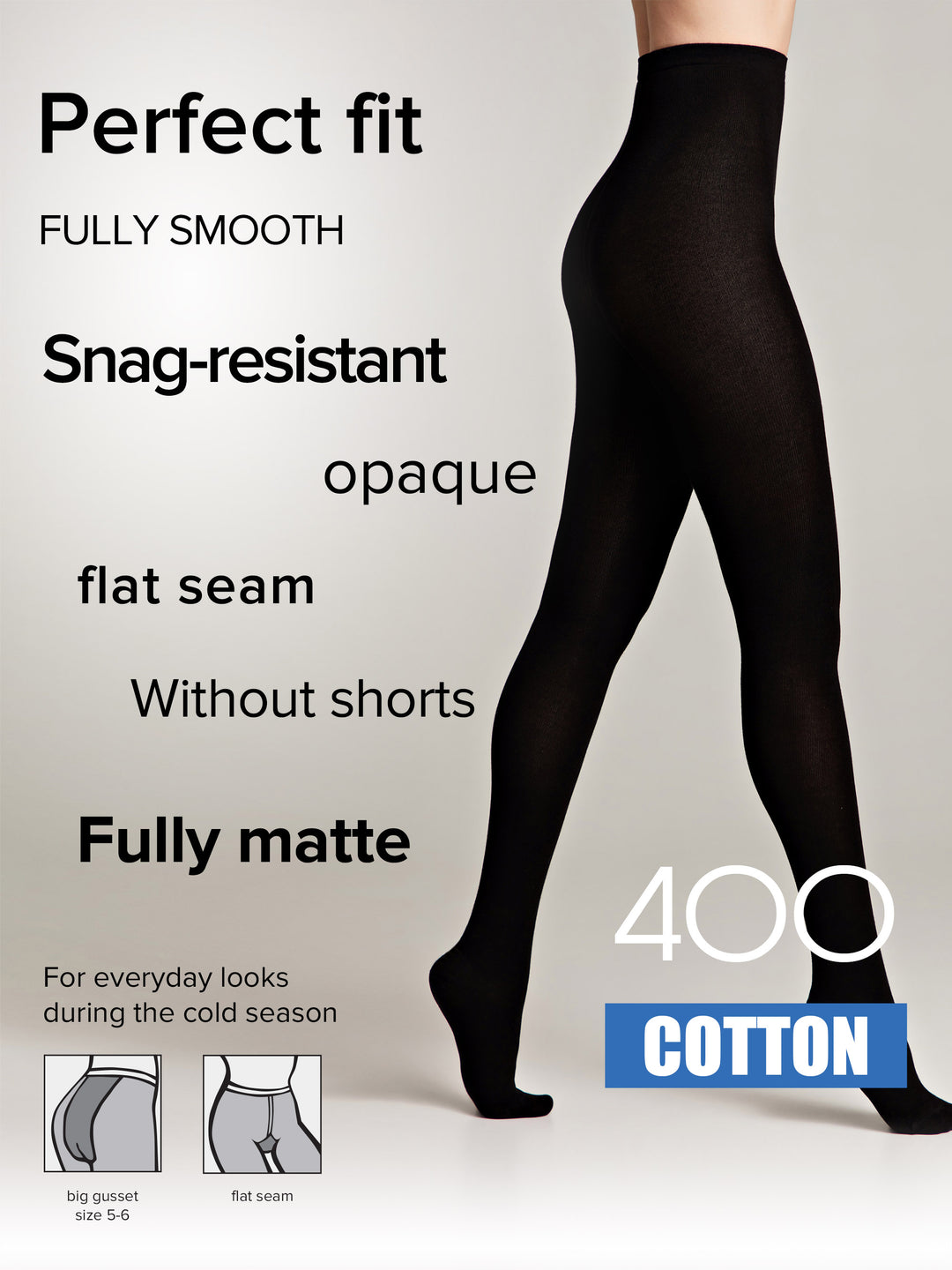 Tights Conte Cotton 400 Den - Warm Opaque