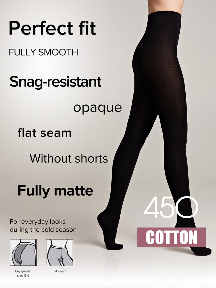 Tights Conte Cotton 450 Den - Warm Opaque