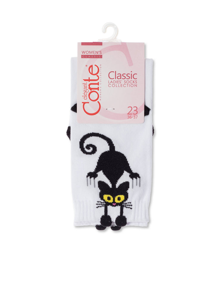 Cotton Socks Conte Classic 233 - Picot "Black cat"