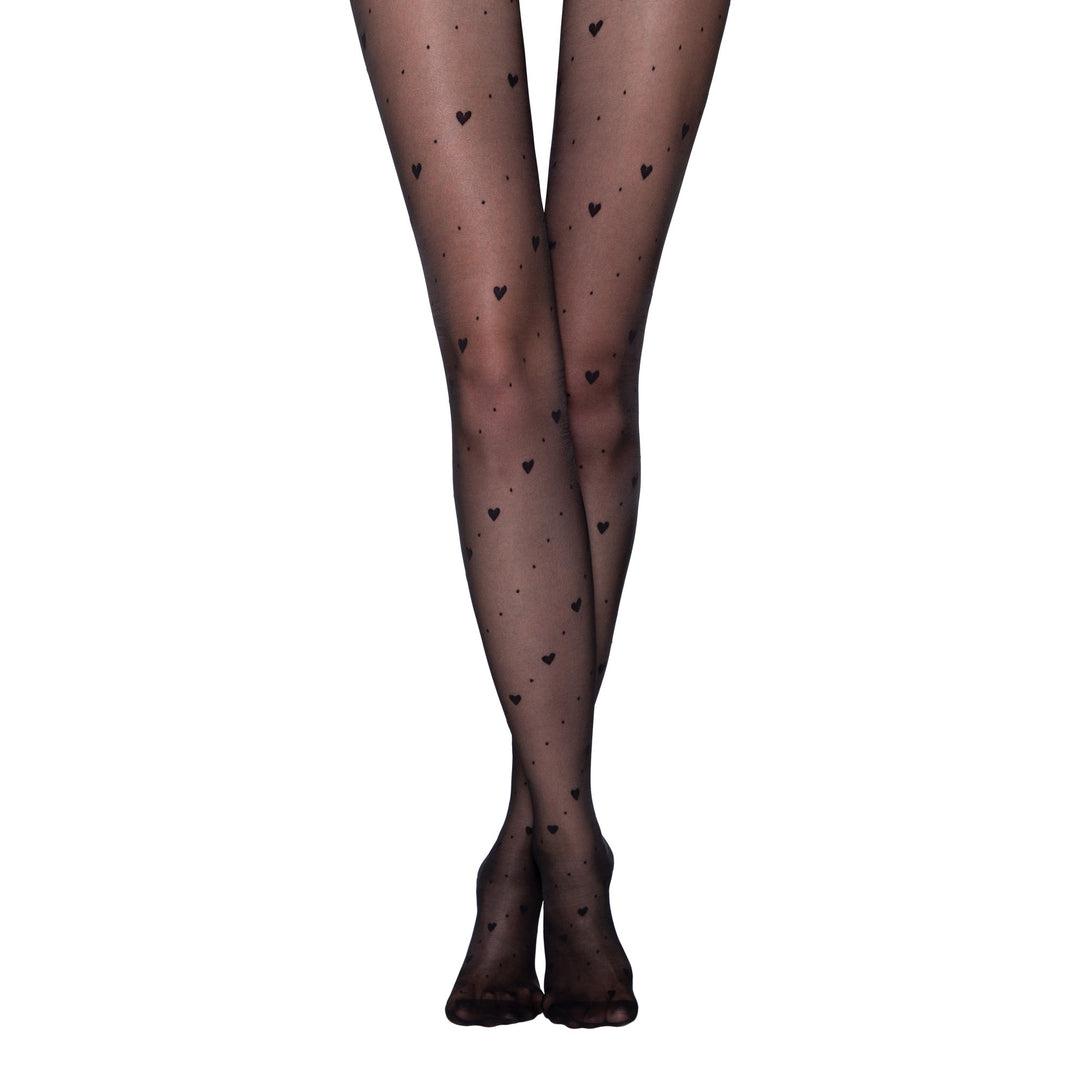 Fantasy Tights Conte Love Story - Diagonal Hearts and Dots