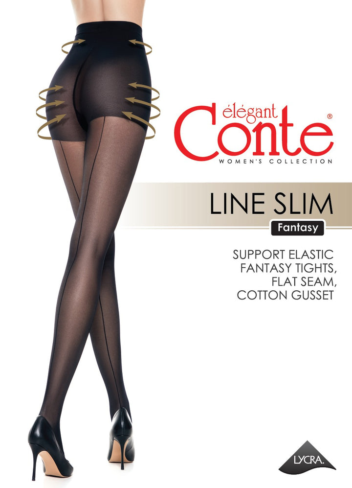 Фантазийные Колготки с имитацией шва и утягивающими шортиками Conte Line Slim